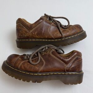 Vintage 90s Dr. Martens Chunky Brown Leather Lace Up Oxford Shoes Size US 10
